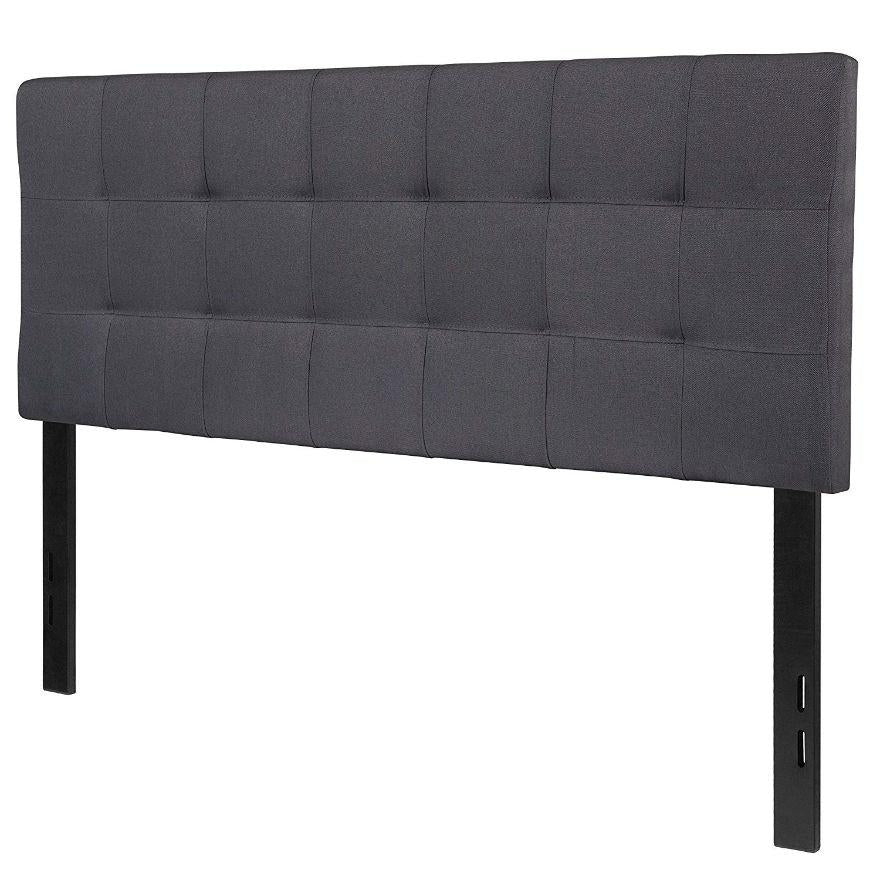 Full size Dark Grey Fabric Linen Upholstered Panel Headboard Image 1