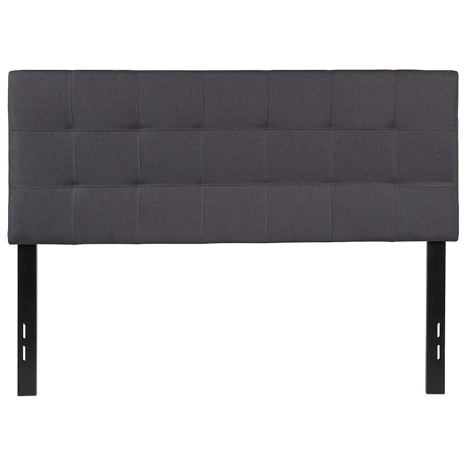 Full size Dark Grey Fabric Linen Upholstered Panel Headboard Image 2