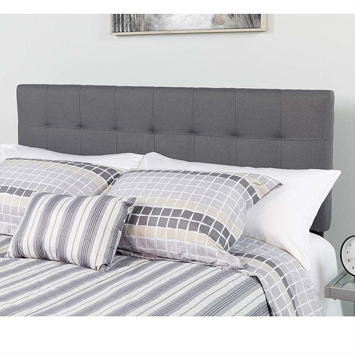 Full size Dark Grey Fabric Linen Upholstered Panel Headboard Image 3