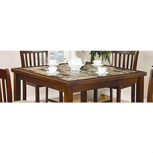 Casual 5-Piece Dining Set with Microfiber Padded Counter Height Stools Image 2