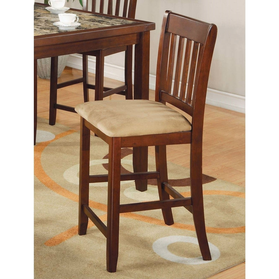 Casual 5-Piece Dining Set with Microfiber Padded Counter Height Stools Image 3