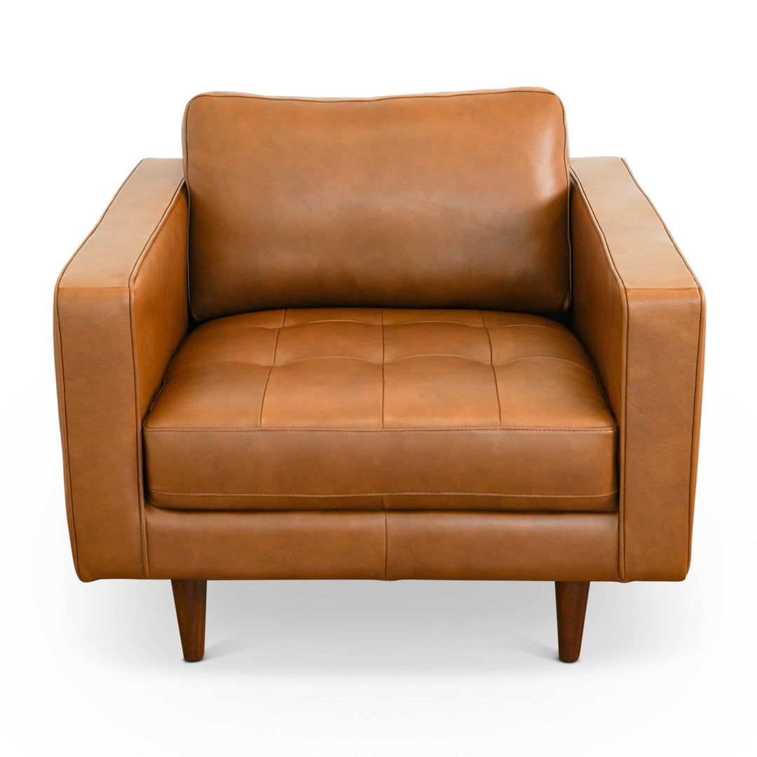 Catherine Leather Lounge Chair (Tan Leather) Image 1