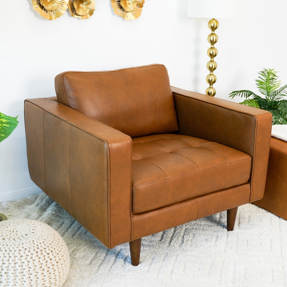 Catherine Leather Lounge Chair (Tan Leather) Image 2