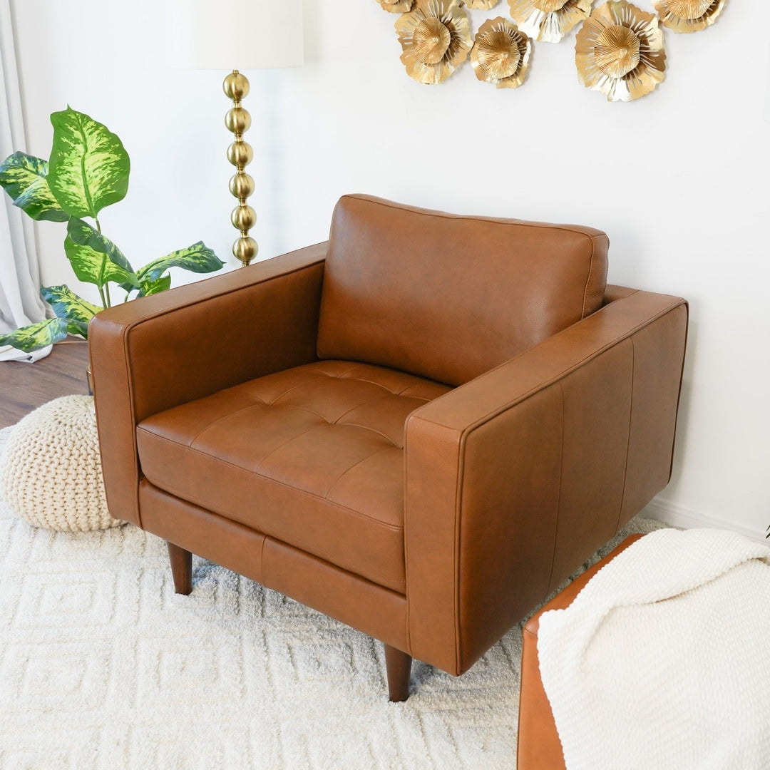 Catherine Leather Lounge Chair (Tan Leather) Image 3