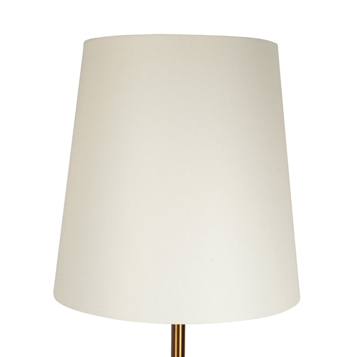 Celestial Modern Floor Lamp with Brass Accent Table with Large White Shade Image 3