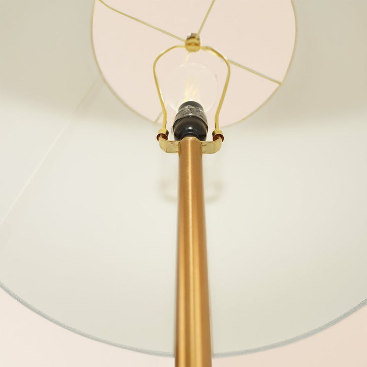 Celestial Modern Floor Lamp with Brass Accent Table with Large White Shade Image 5