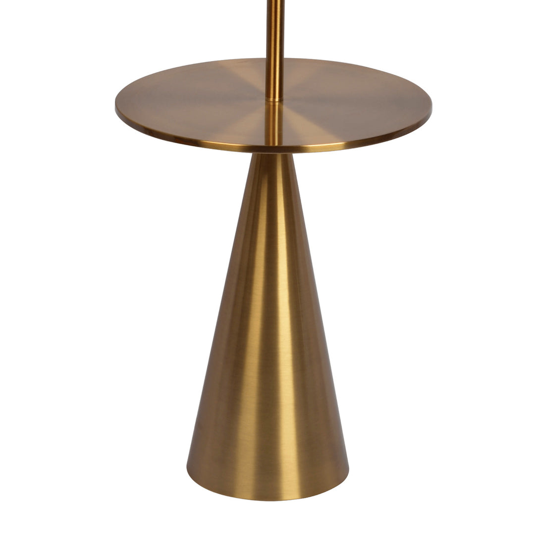 Celestial Modern Floor Lamp with Brass Accent Table with Large White Shade Image 6