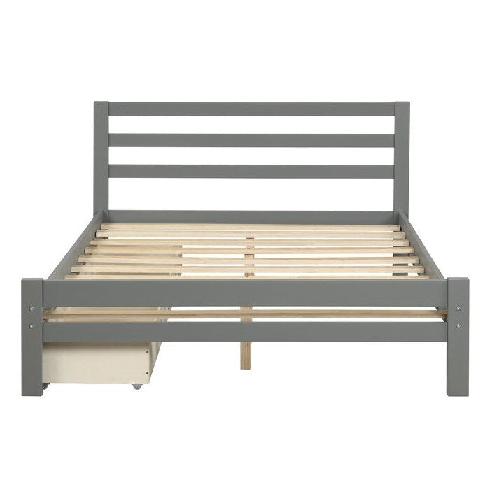 Full size Gray Low Profile 2 Drawer Storage Platform Bed Image 2