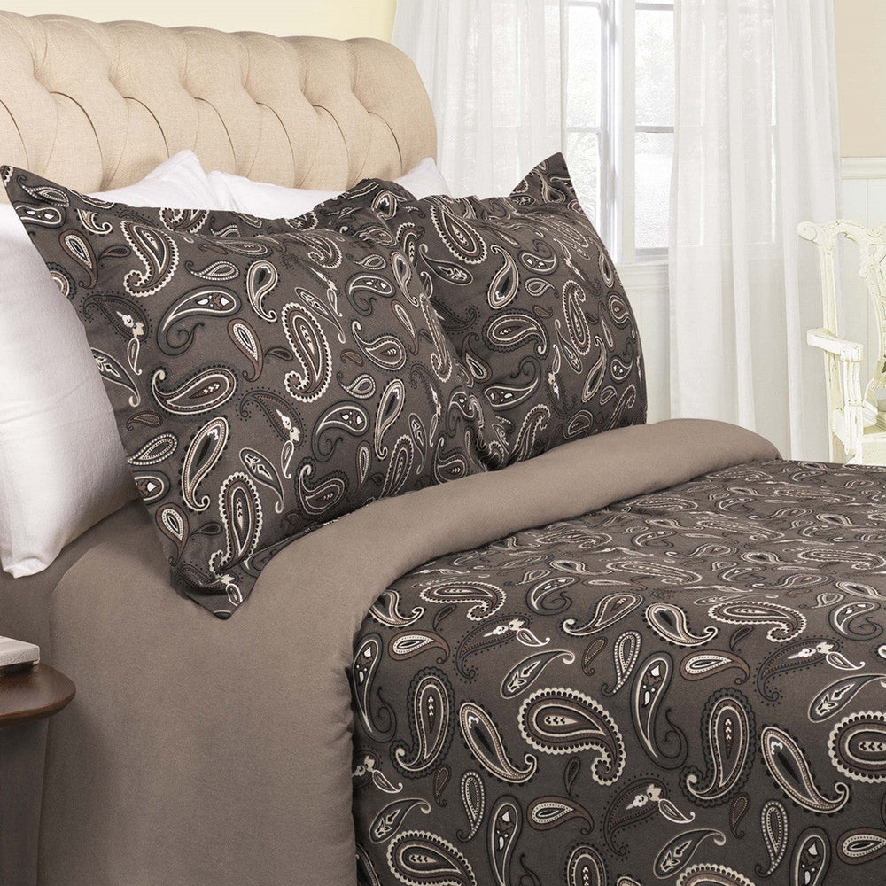 Charcoal Queen Cotton Blend 0 Thread Count Washable Duvet Cover Set Image 2