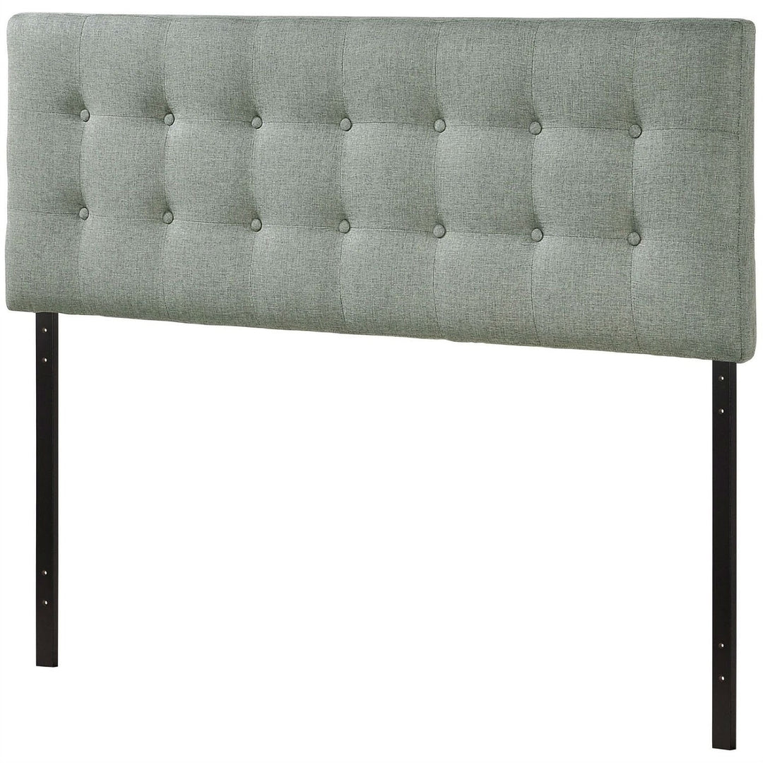 Full size Grey Fabric Button-Tufted Upholstered Headboard Image 1