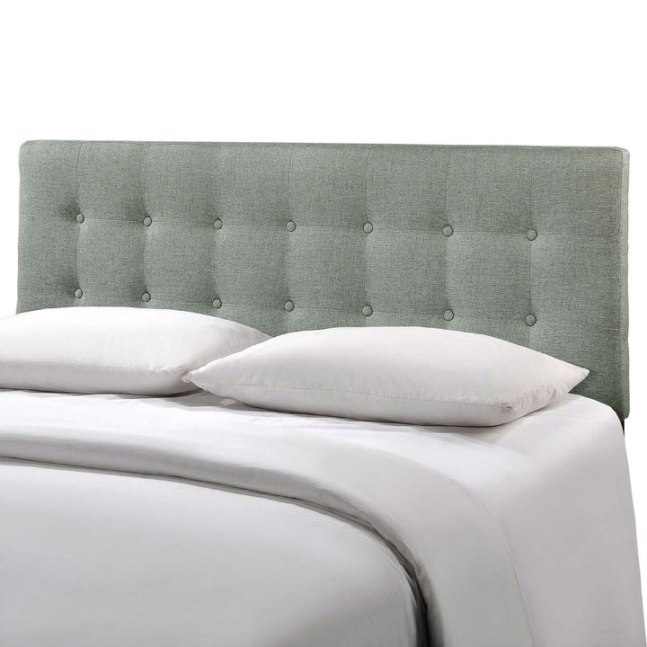 Full size Grey Fabric Button-Tufted Upholstered Headboard Image 2