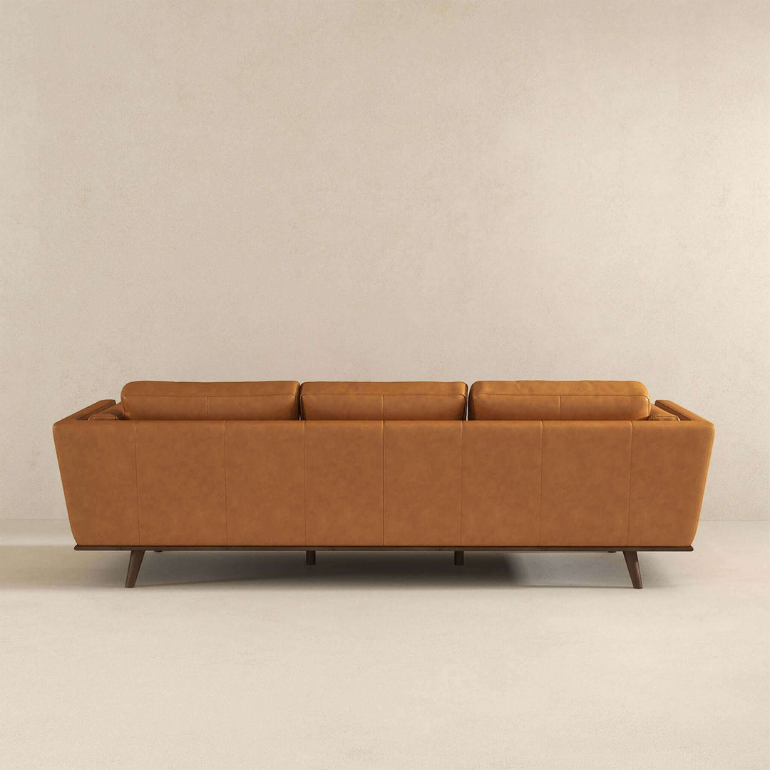 Chase Mid Century Modern Tan Genuine Leather Sofa Image 6