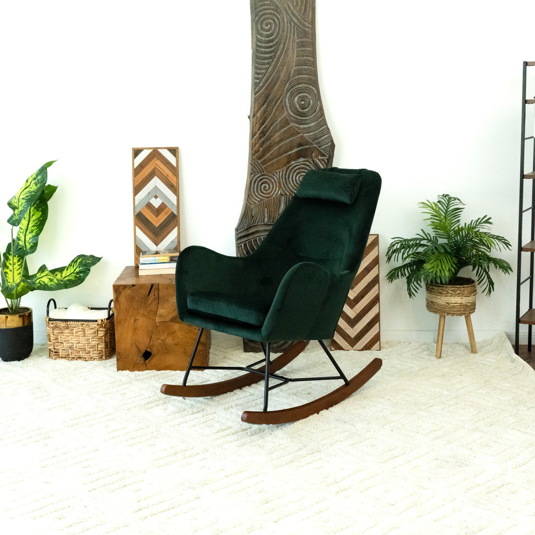 Chelsea Green Velvet Rocking Chair Image 3