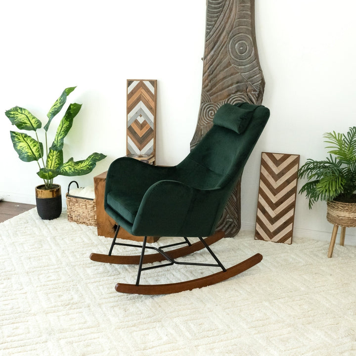 Chelsea Green Velvet Rocking Chair Image 6