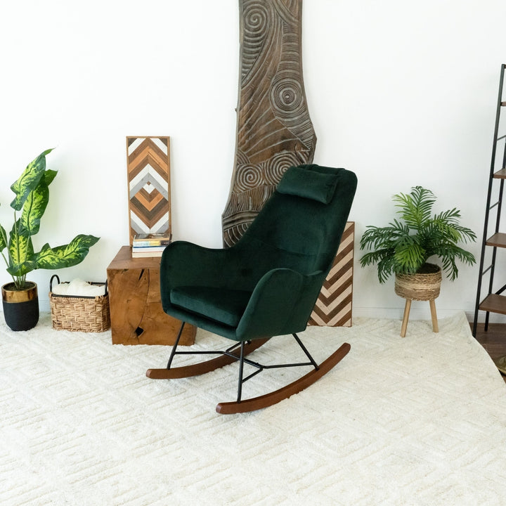 Chelsea Green Velvet Rocking Chair Image 8