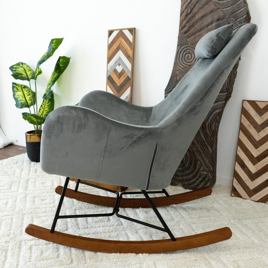 Chelsea Grey Velvet Rocking Chair Image 3