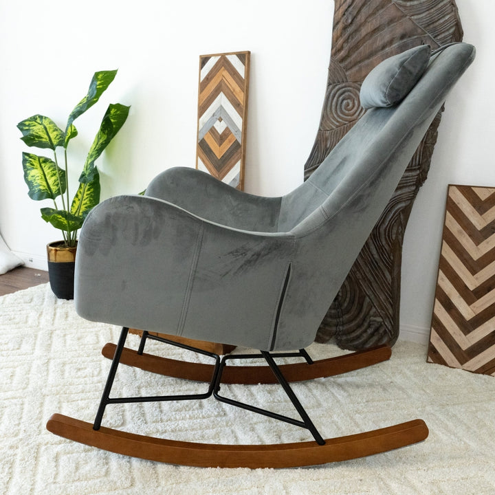 Chelsea Grey Velvet Rocking Chair Image 3