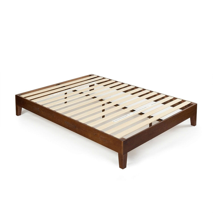 Full size Low Profile Solid Wood Platform Bed Frame in Espresso Finish Image 1