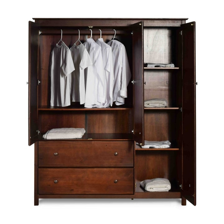 Cherry Wood Finish Bedroom Wardrobe Armoire Cabinet Closet Image 1