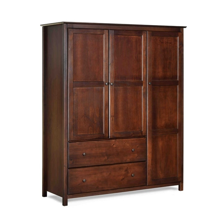 Cherry Wood Finish Bedroom Wardrobe Armoire Cabinet Closet Image 2