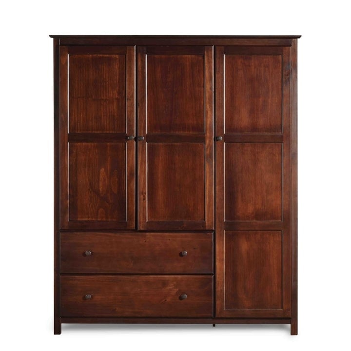 Cherry Wood Finish Bedroom Wardrobe Armoire Cabinet Closet Image 3