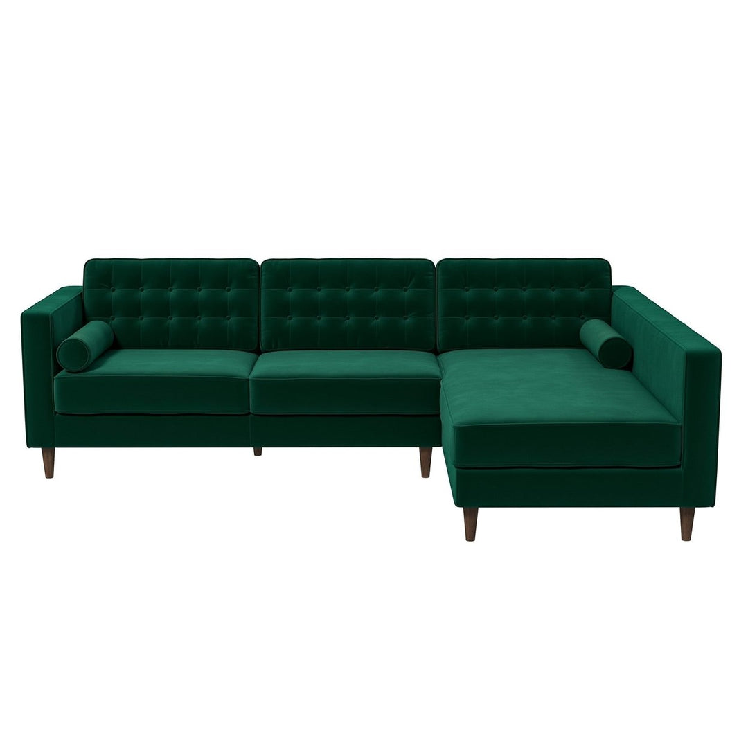 Christian Green Velvet Sectional Sofa Right Facing Image 1