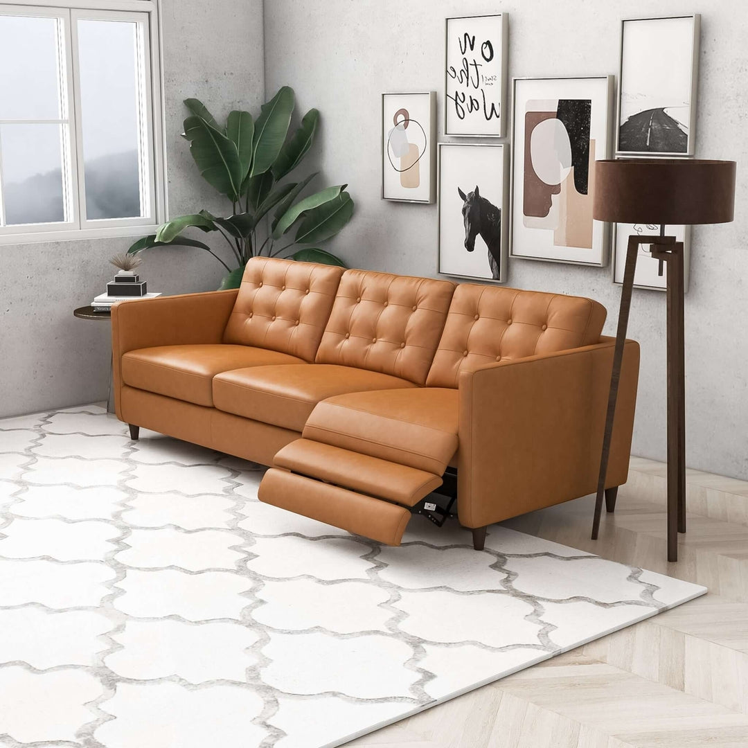 Christopher Tan Leather Electric Inclining Sofa Left Facing Image 7