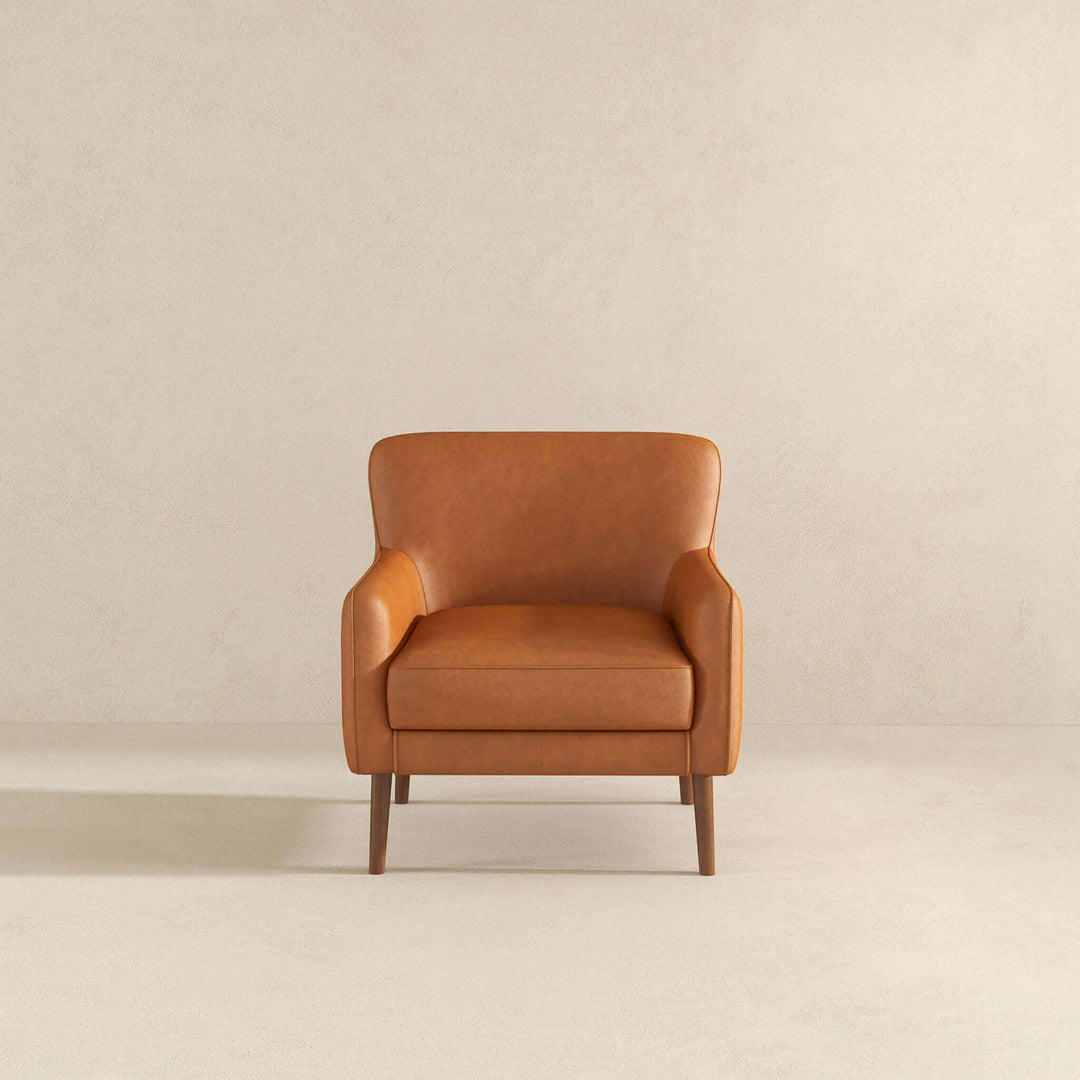 Claire Genuine Leather Lounge Chair In Tan Image 5