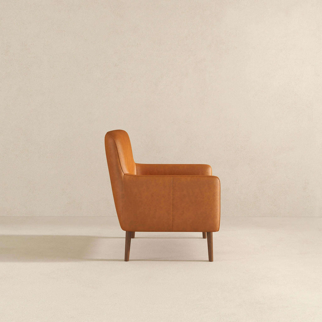 Claire Genuine Leather Lounge Chair In Tan Image 7