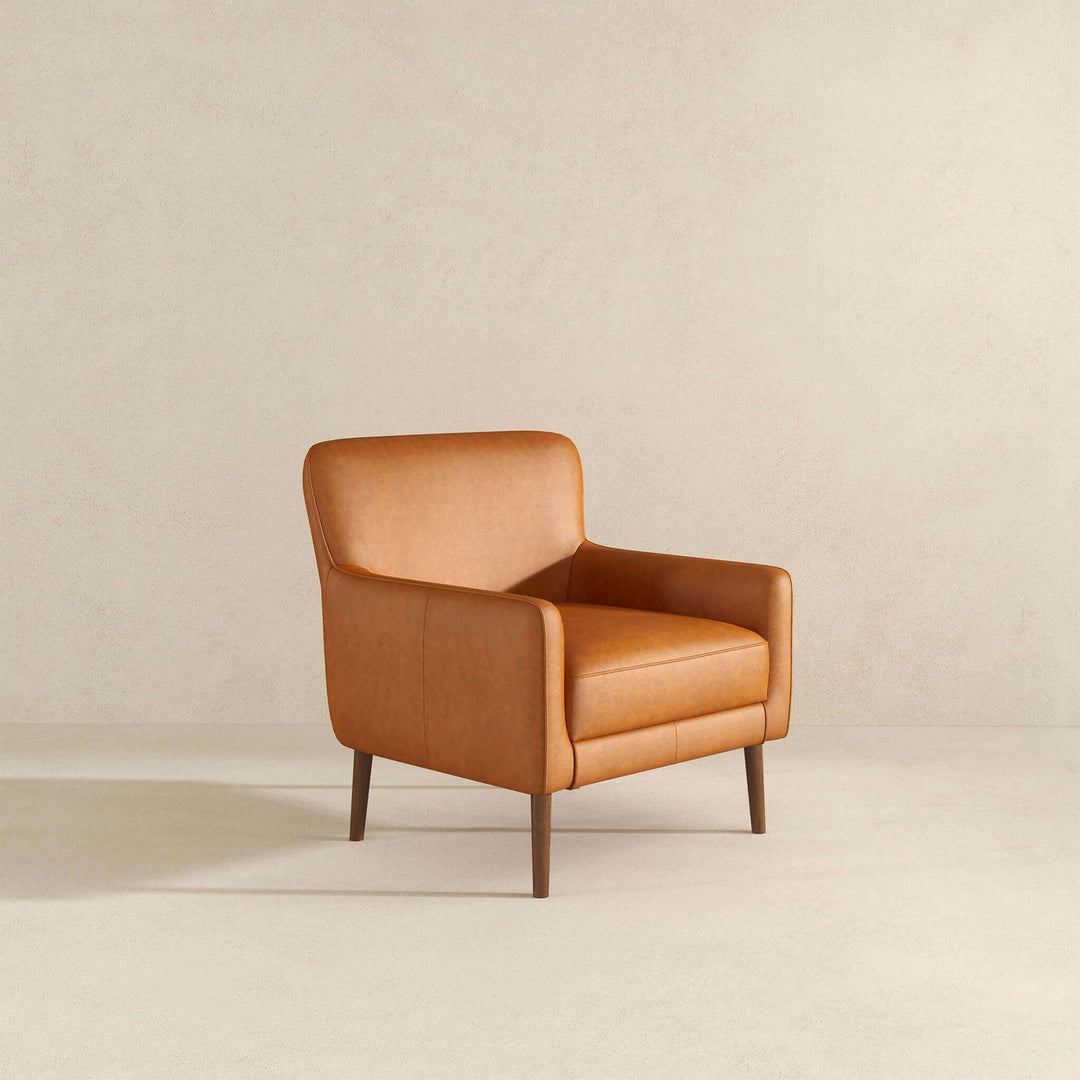 Claire Genuine Leather Lounge Chair In Tan Image 8