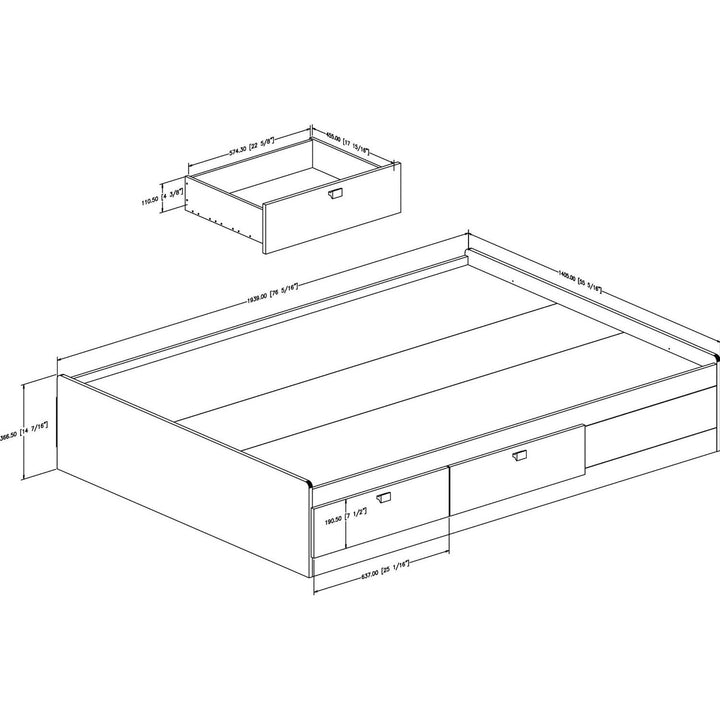 Full size Modern Platform Bed with 4 Storage Drawers Image 5