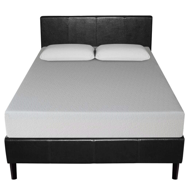 Full size Modern Platform Bed with Espresso Faux Leather Headboard Image 3