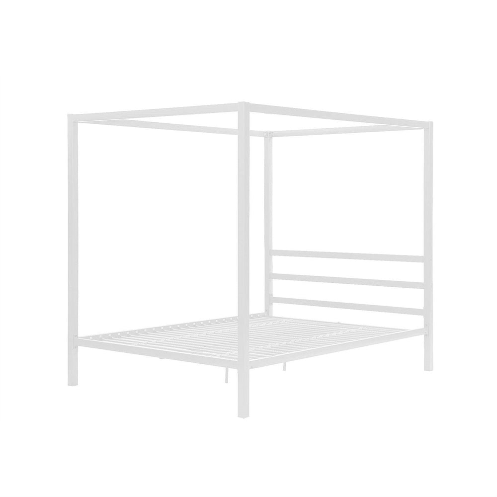 Full size Modern White Metal Canopy Bed Frame Image 2