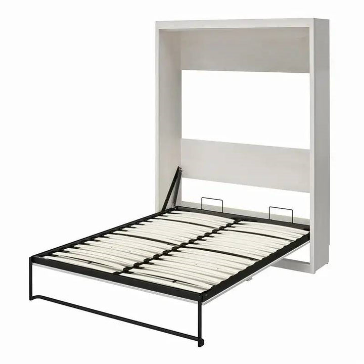 Full size Murphy Bed Space Saving Wall Bed Frame in Ivory Oak Finish Image 1