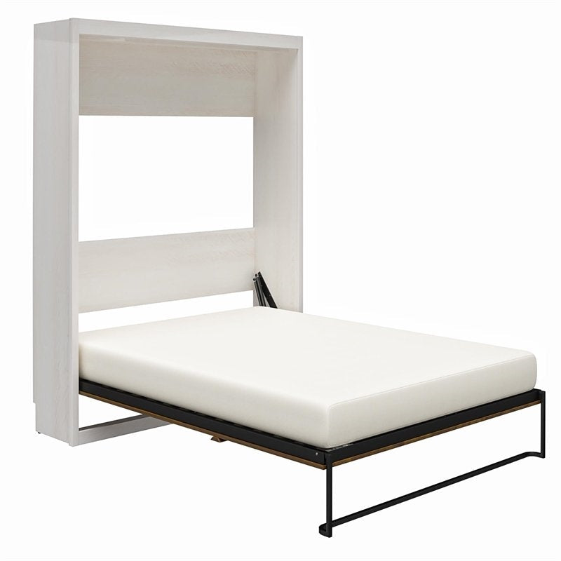 Full size Murphy Bed Space Saving Wall Bed Frame in Ivory Oak Finish Image 5