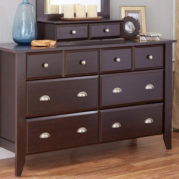 Dark Brown Wood 6-Drawer Wardrobe Dresser Image 2