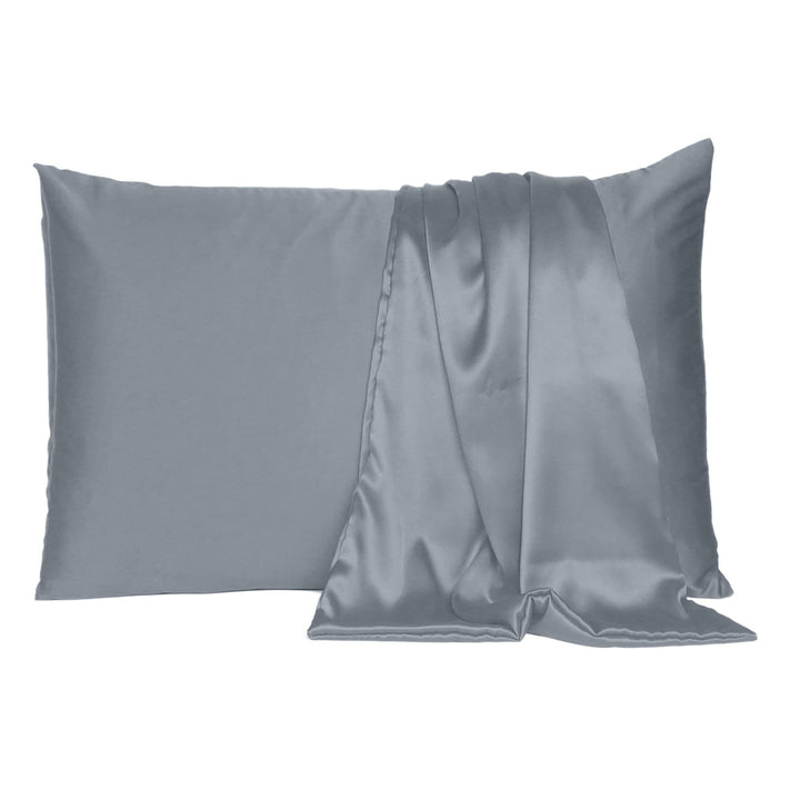 Dark Gray Dreamy Set Of 2 Silky Satin King Pillowcases Image 2