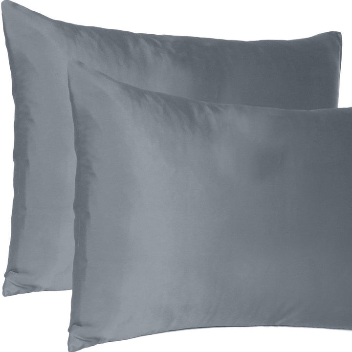 Dark Gray Dreamy Set Of 2 Silky Satin King Pillowcases Image 8