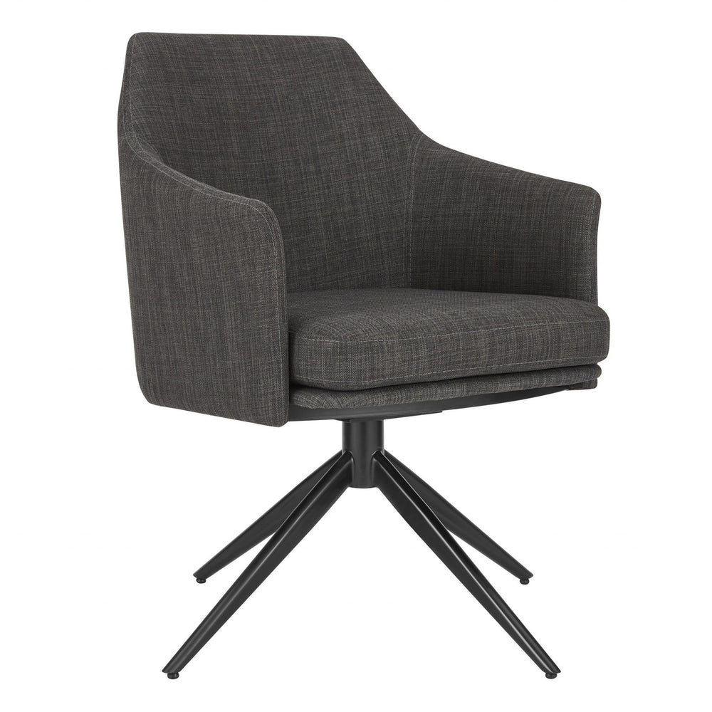 Dark Gray Fabric and Black Swivel Armchair Image 2