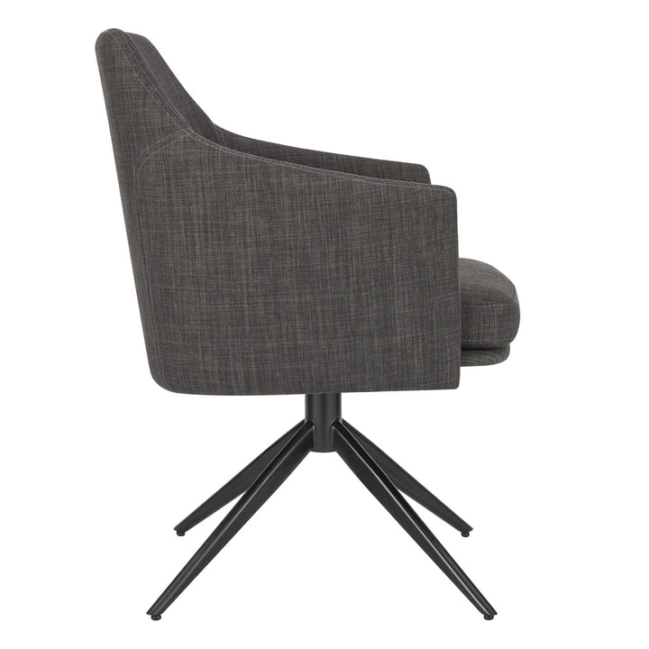 Dark Gray Fabric and Black Swivel Armchair Image 3