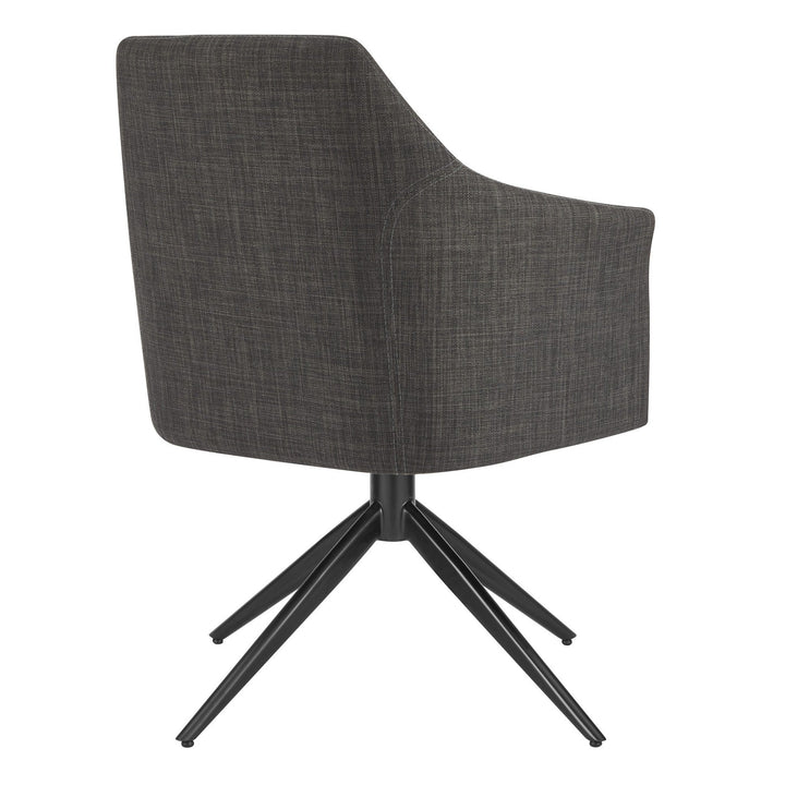 Dark Gray Fabric and Black Swivel Armchair Image 4