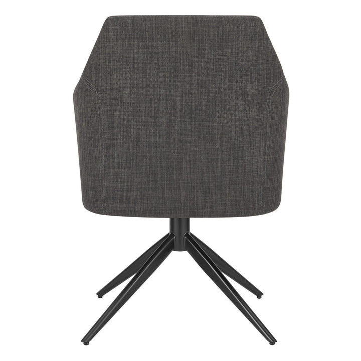 Dark Gray Fabric and Black Swivel Armchair Image 5