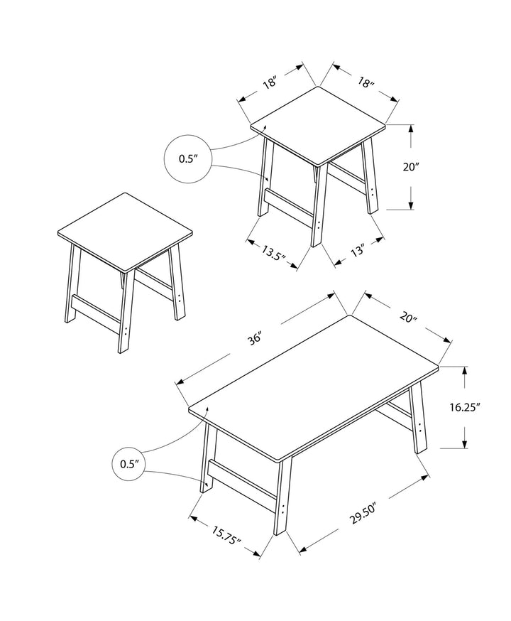 Dark Taupe Table Set - 3Pcs Set Image 5