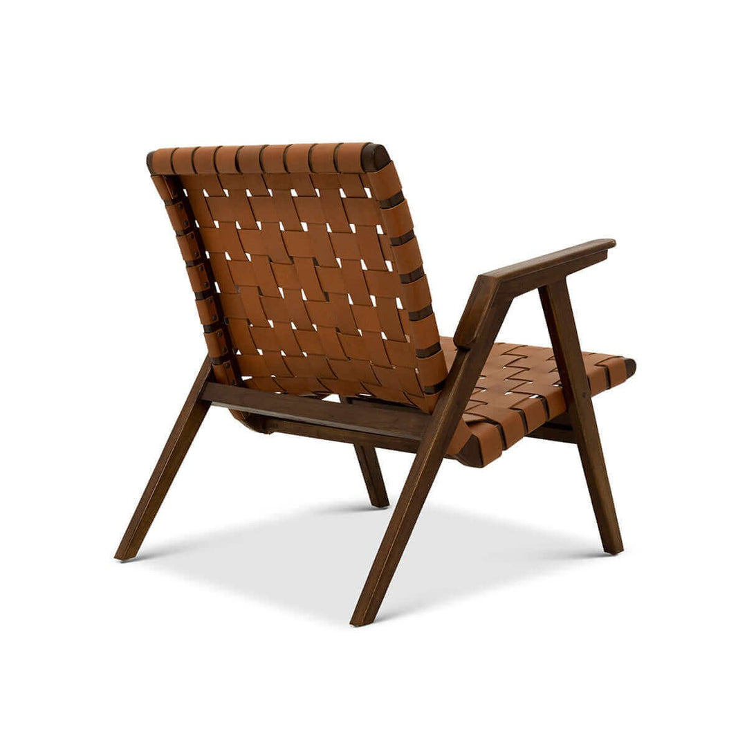 David Genuine Leather Teak Lounge Chair Image 4