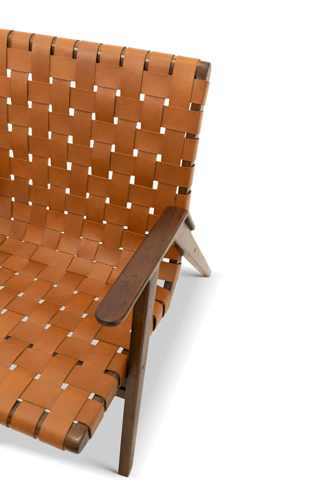 David Genuine Leather Teak Lounge Chair Image 6