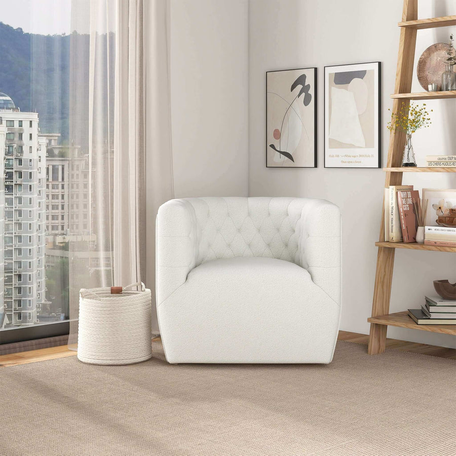 Delaney Cream Boucle Swivel Chair Image 1