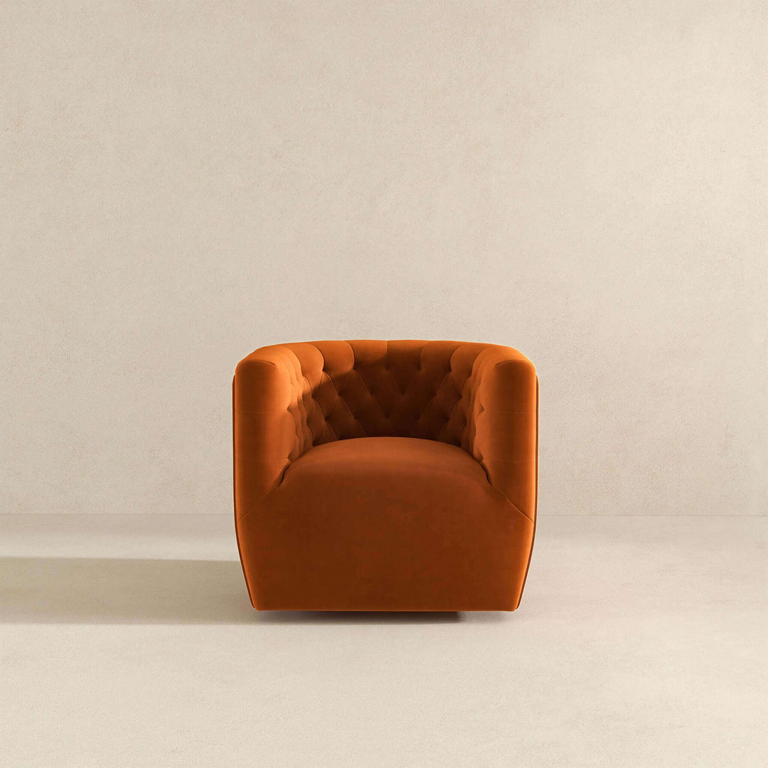 Delaney Burnt Orange Velvet Swivel Chair Image 3