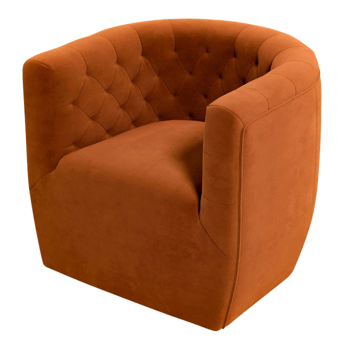 Delaney Burnt Orange Velvet Swivel Chair Image 7