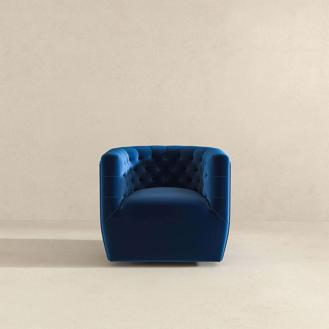 Delaney Dark Blue Velvet Swivel Chair Image 3