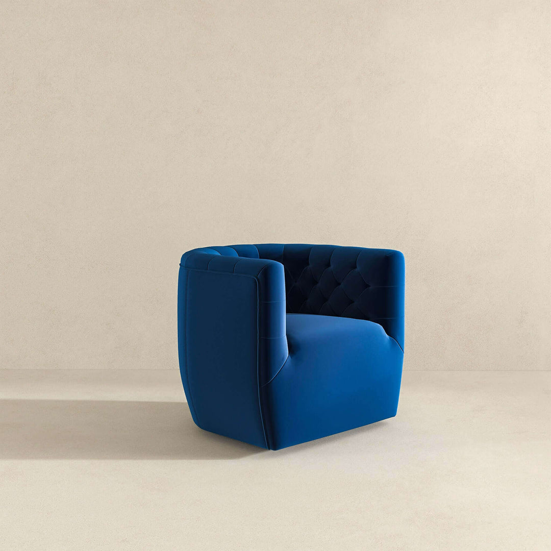 Delaney Dark Blue Velvet Swivel Chair Image 5